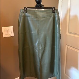 Kick It Olive Leather Skirt CAbi Green Leather Pencil Skirt